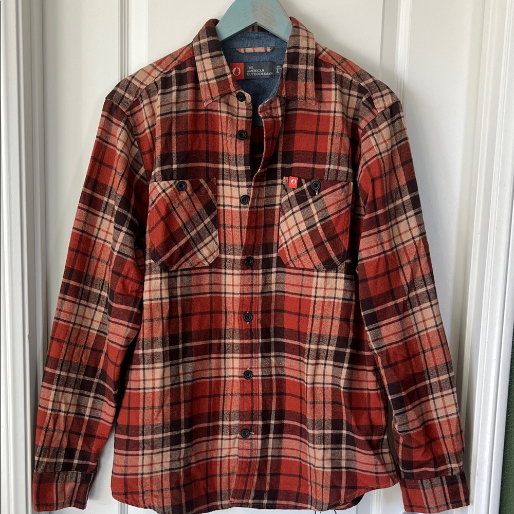 Orange and Black Plaid Button-Up Shirt